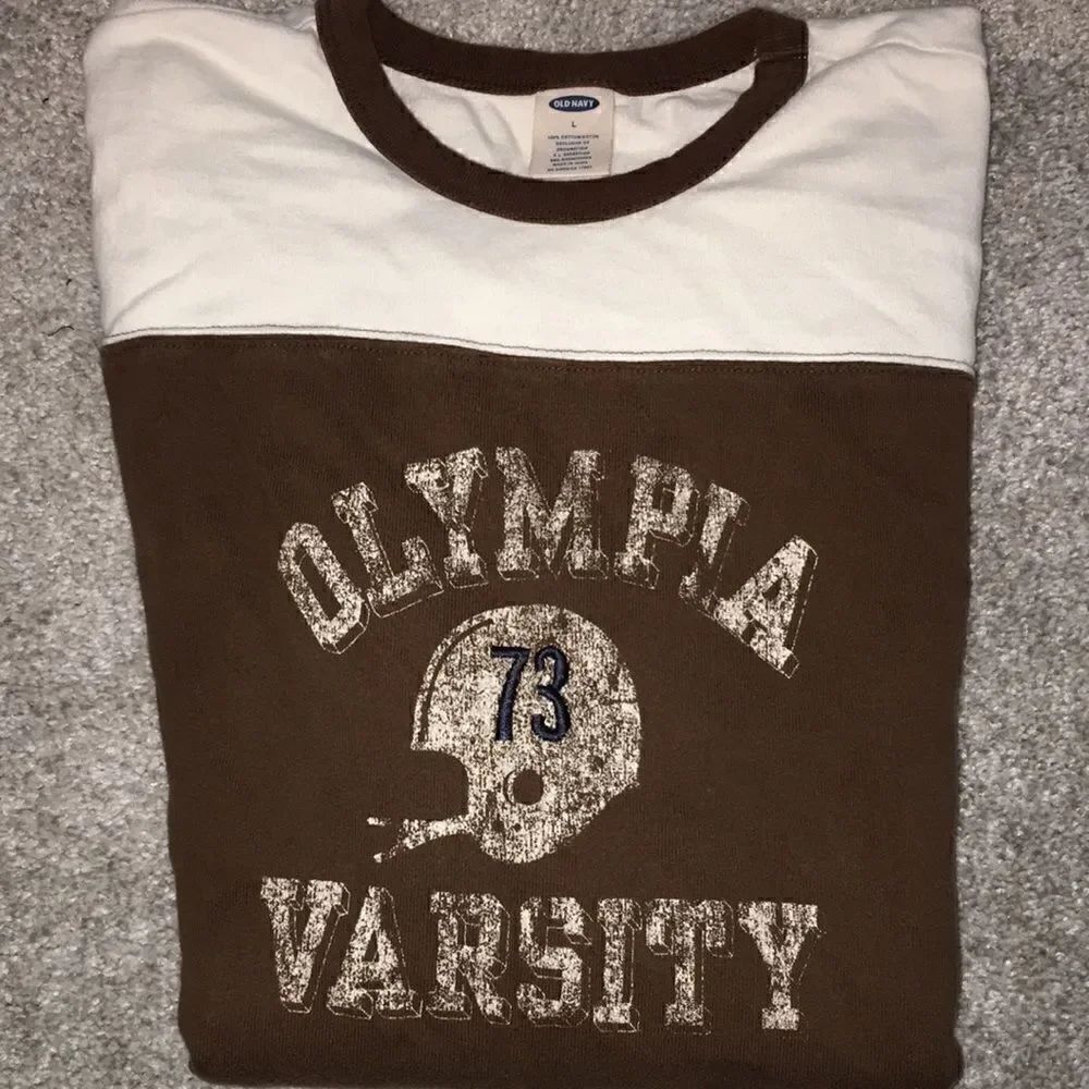 Vintage OLD NAVY Olympia High School 1973 Football Helmet Crewneck Sweatshirt L